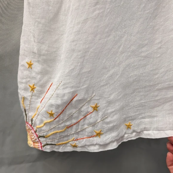 Johnny Was White Embroidered Floral Tank Top with Multicolor Accents - Picture 3 of 11